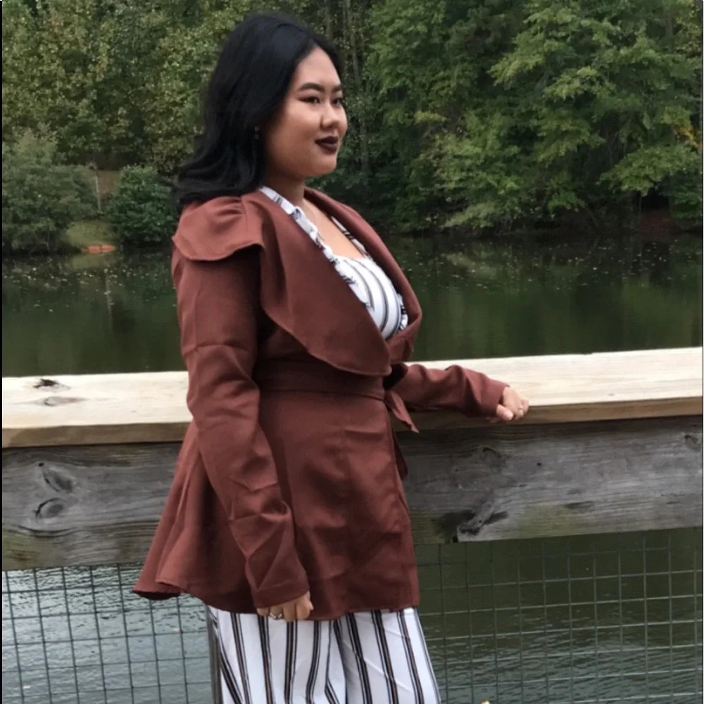 Belted brown wrap coat - Picture 5 of 11
